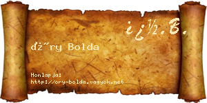 Őry Bolda névjegykártya